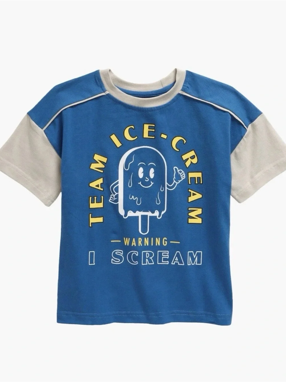 Tiny Tribe Kids Team Ice Cream Color Block Cotton Graphic T-shirt